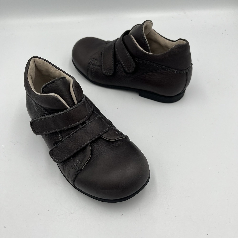 Brown Leather Kids Shoe Hook & Loop Straps 8.5 EUR 25 Made In Italy Gallucci